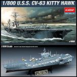 Academy 1/800 CVN-63 U.S.S. CV-63 Kitty Hawk Battleship Plastic Model Kit  # 14210