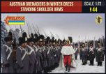 Strelets 1/72 Austrian Grenadiers in Winter Dress Standing Shoulder Arms Napoleonic # 20672