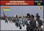 Strelets 1/72 Austrian Grenadiers in Winter Dress on the March 1 Napoleonic # 20972