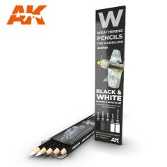 AK Interactive WATERCOLOR PENCIL SET BLACK AND WHITE # 10039