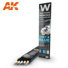 AK Interactive WATERCOLOR PENCIL SET GREY AND BLUE CAMOUFLAGES # 10043