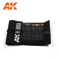 AK Interactive Weathering Pencils Full Range Cloth Case # 10048
