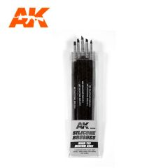 AK Interactive Silicone Brushes Hard Tip Medium (5 Silicone Brushes) # 9088