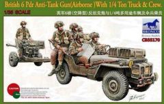 Bronco Models 1/35 British 6pdr Anti-Tank Gun (Airborne) With 1/4Ton Truck & Crew # 35170 - Plastic Model Kit