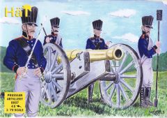 Hat 1/72 Napoleonic Prussian Artillery. 4 cannon with 24 crew, 4 pack horses and 12 interchangeable barrels # 8007