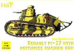 Hat 1/72 WWI Renault FT-17 with Hotchkiss Machine Gun # 8114 - Plastic Model Kit