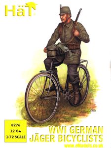 Hat 1/72 WWI German Jaeger Bicyclists x 12 # 8276 - Plastic Model Figure