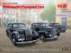 ICM 1/35 Wehrmacht Personnel Cars (Kadett K38 Saloon, Kapitan Saloon, Admiral Saloon) Diorama Set Typ 320 (W142) Saloon, WWII German Staff Car # S3504