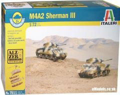 Italeri 1/72 M4A2 Sherman III includes 2 snap together vehicles # 7511