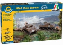Italeri 1/72 M4A3 75mm Sherman # 7518 - Plastic Model Kit