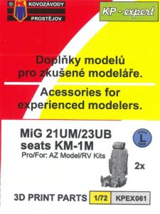 Kovozavody Prostejov 1/72 Mikoyan MiG-21UM/MiG-23UB Seats 3D Printed Parts # 7261