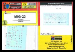 Kovozavody Prostejov 1/72 Mikoyan MiG-23 Stencils # 7265