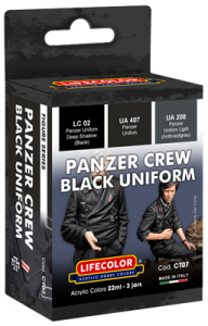 LifeColor Panzer Crew Black Uniform Camouflage Scheme (3 x 22ml) # CT07