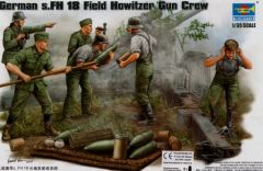 Trumpeter 1/35 German WWII s.FH Field Howitzer Gun Crew. Ammunition supply team x 4 figures and ammunition etc # 00425 - Plastic Model Figures