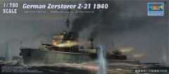 Trumpeter 1/700 German Zerstorer Z-21 1940 # 05792 - Plastic Model Kit