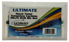 Ultimate Modelling Products Hand Twist Tungsten Carbide Micro Drill Bit Set 0.1 - 1mm # 181