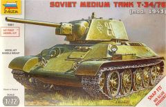 Zvezda 1/72 Soviet Medium Tank T-34/76 (Mod. 1943) # 5001 - Plastic Model Kit