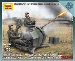 Zvezda 1/72 German 20mm Anti-Aircraft Gun w/ Crew # 6117 - Plastic Model Kit