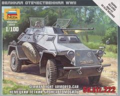 Zvezda 1/100 German Light Armored Car Sd.Kfz.222 # 6157 - Plastic Model Kit