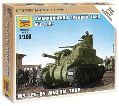 Zvezda 1/100 M3 Lee US Medium Tank # 6264 - Plastic Model Kit
