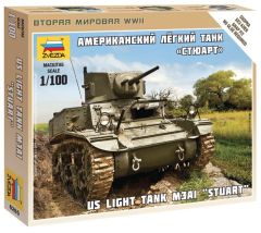 Zvezda 1/100 US Light Tank M3A1 "Stuart" # 6265 - Plastic Model Kit