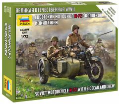 Zvezda 1/72 Soviet M-72 Sidecar Motorcycle w/Crew # 6277
