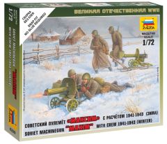 Zvezda 1/72 Soviet Machine Gun with Crew (Winter Uniform) # 6220 - Plastic Model Figures