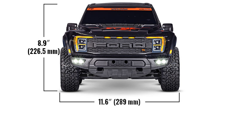 Traxxas 1/10 Ford Raptor R 4X4 Ultimate Front Profile Size Specs