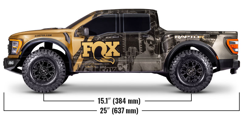 Traxxas 1/10 Ford Raptor R 4X4 Ultimate Side Profile Size Specs