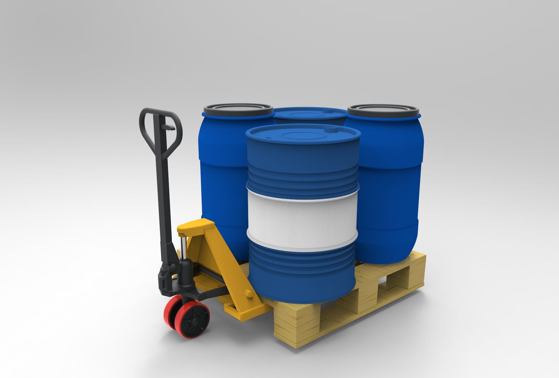 Gecko Models 1/35 Pallet Truck with Wooden Pallets and 200L Oil Drums # 0034