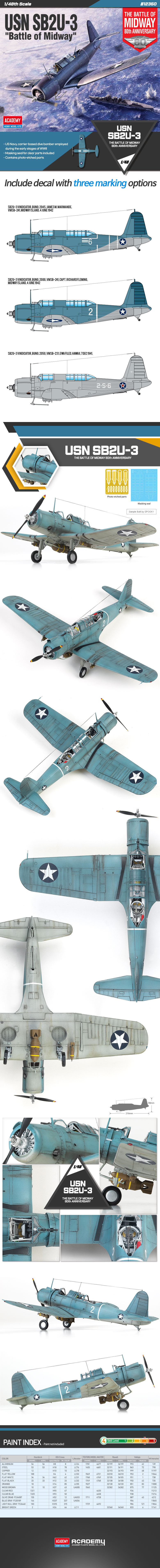 Academy 1/48 Vought SB2U Vindicator "Battle of Midway" # 12350