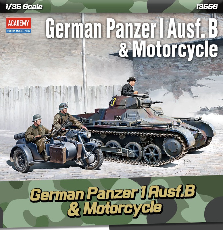 Academy 1/35 WWII German Pz.Kpfw.I Ausf.B & Motorcycle # 13556