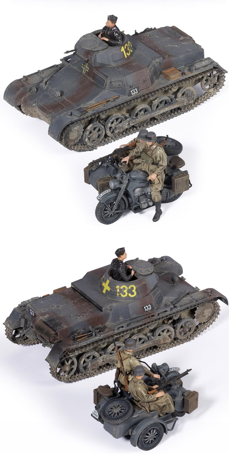 Academy 1/35 WWII German Pz.Kpfw.I Ausf.B & Motorcycle # 13556