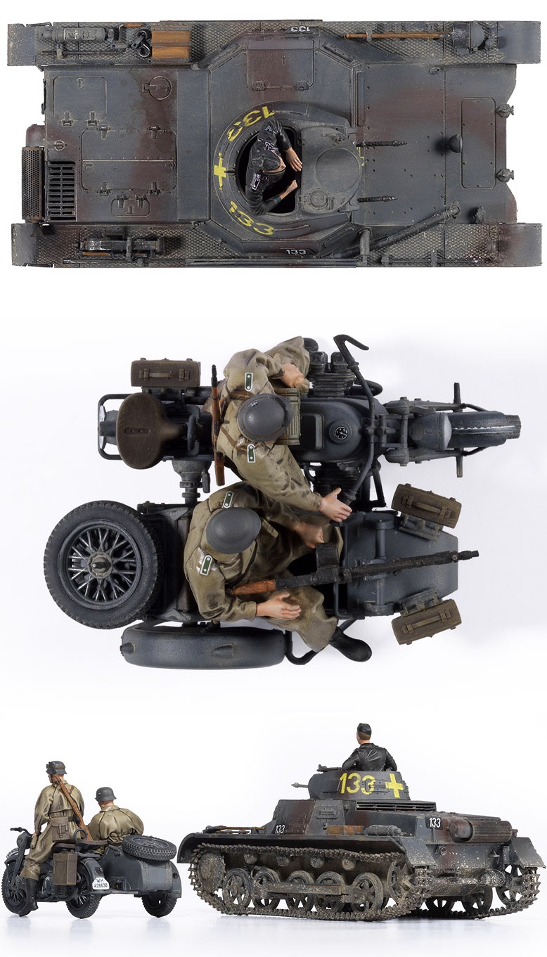Academy 1/35 WWII German Pz.Kpfw.I Ausf.B & Motorcycle # 13556