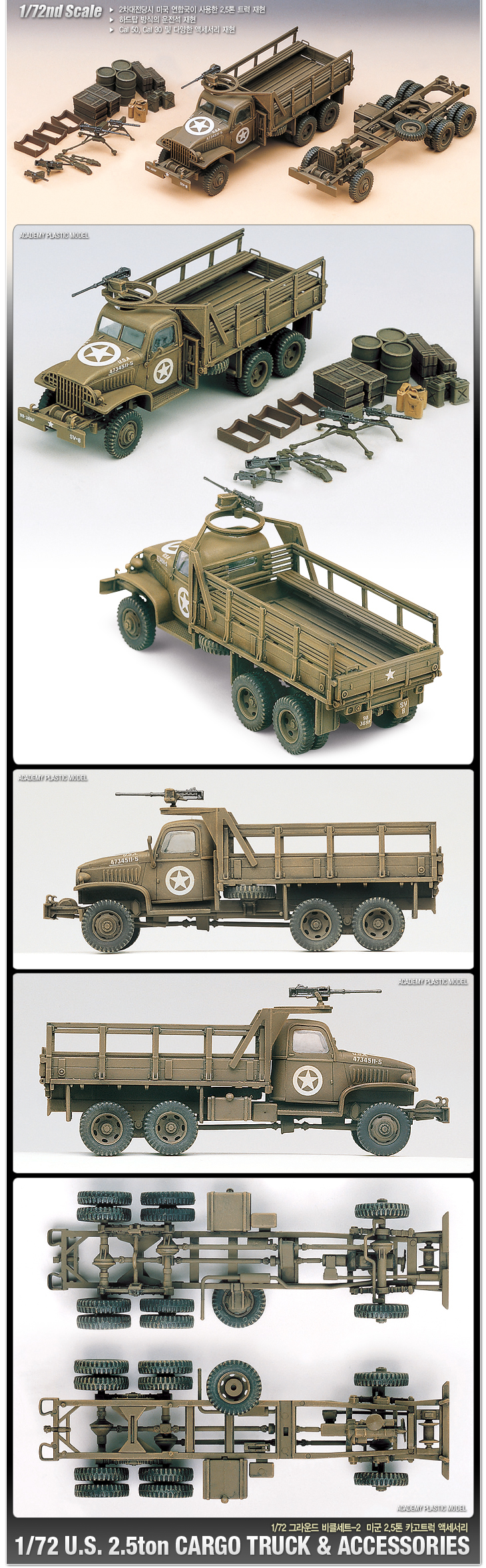 Academy 1/72 WWII US 6x6 Cargo Truck and Accessories # 13402