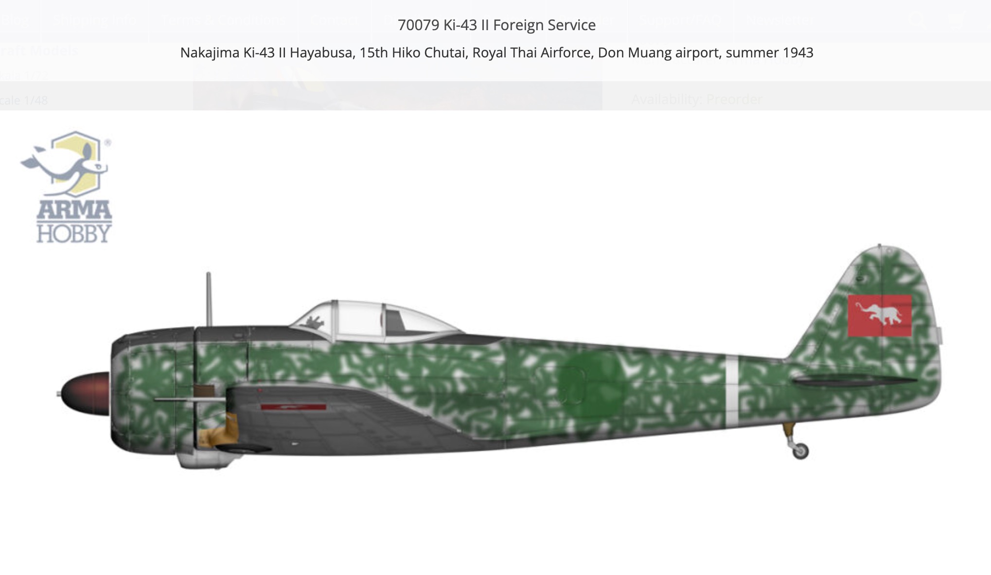 Arma Hobby 1/72 Nakajima Ki-43-II Foreign Service # 70079