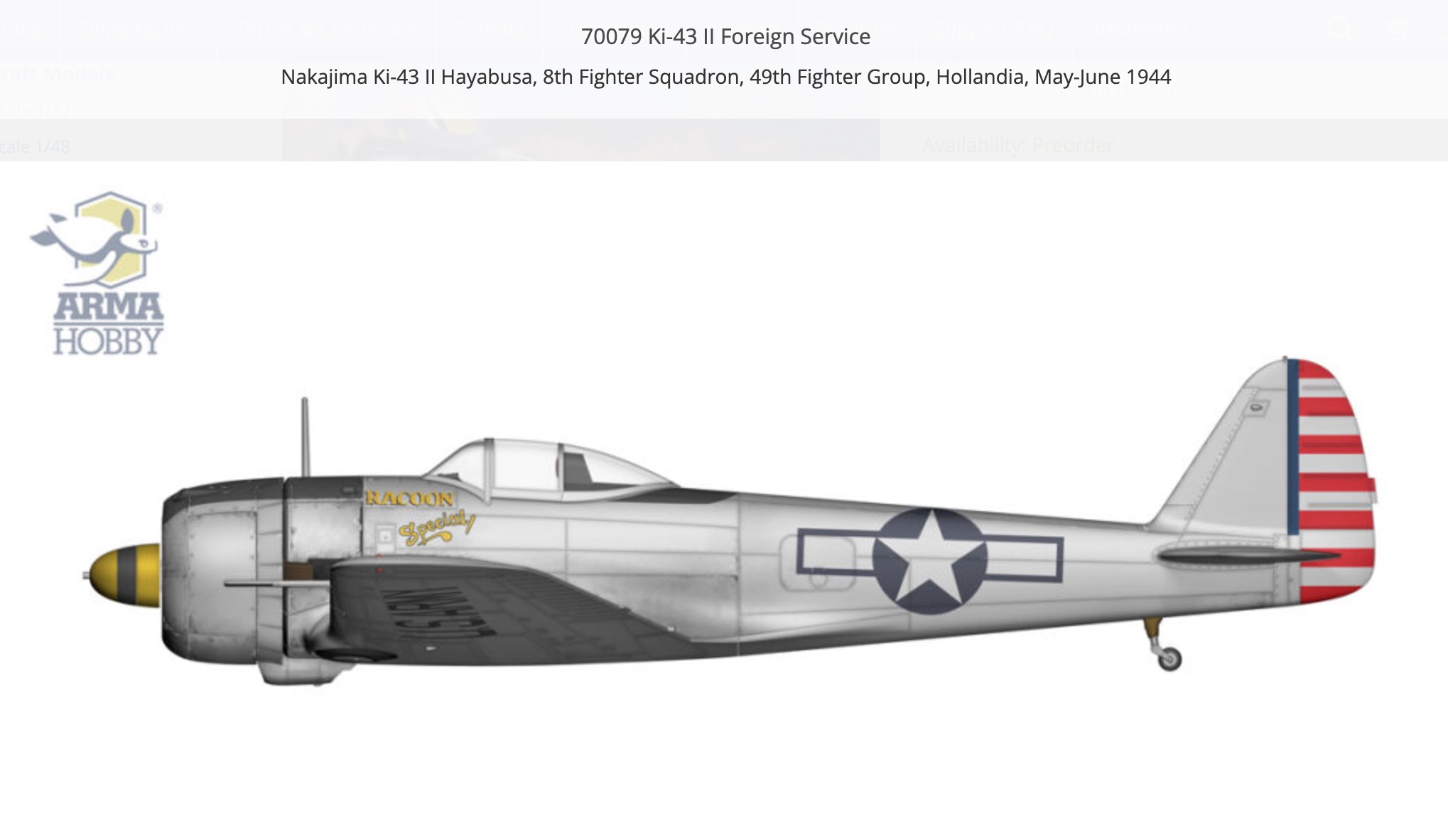 Arma Hobby 1/72 Nakajima Ki-43-II Foreign Service # 70079