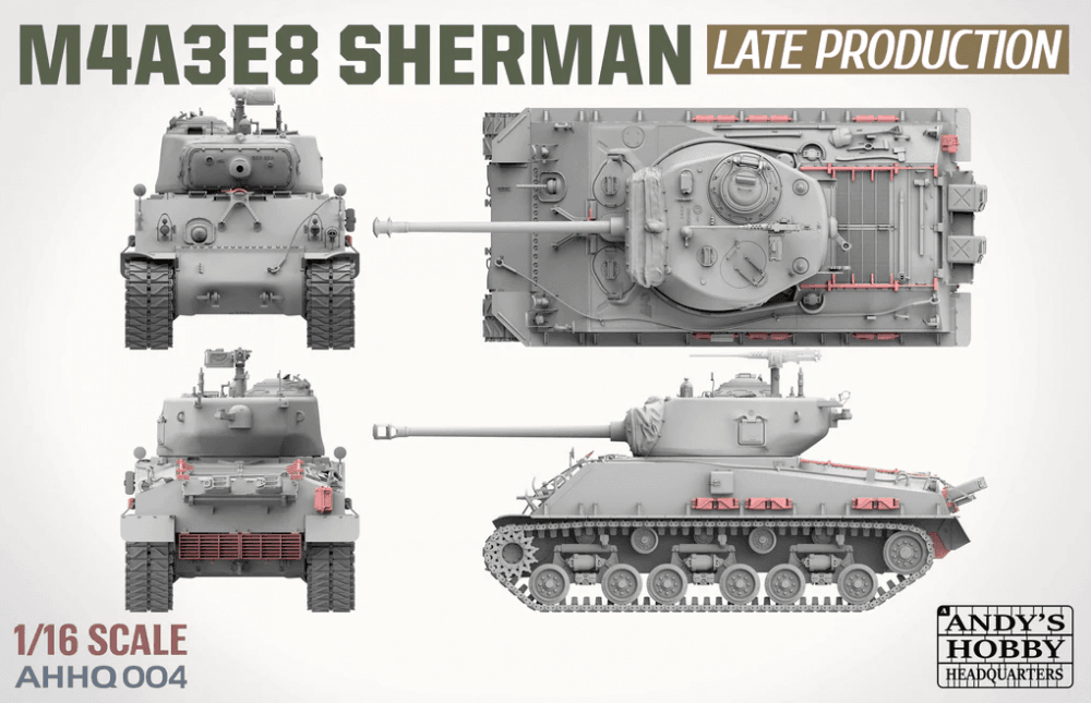 Andy’s Hobby Headquarters 1/16 M4A3E8 Sherman "Easy Eight" with T80 Tracks # 004