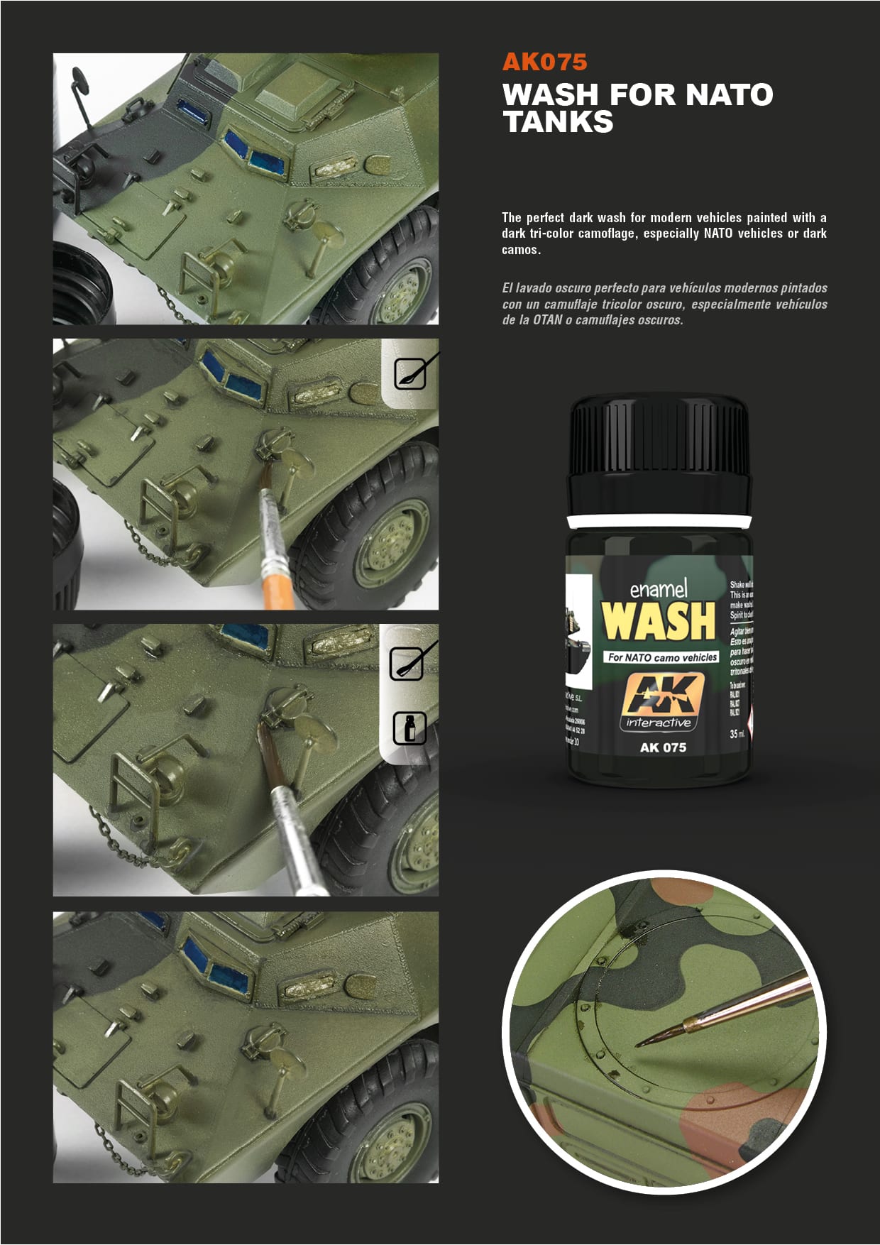 AK Interactive 1/35 Wash for Nato Tanks # 075