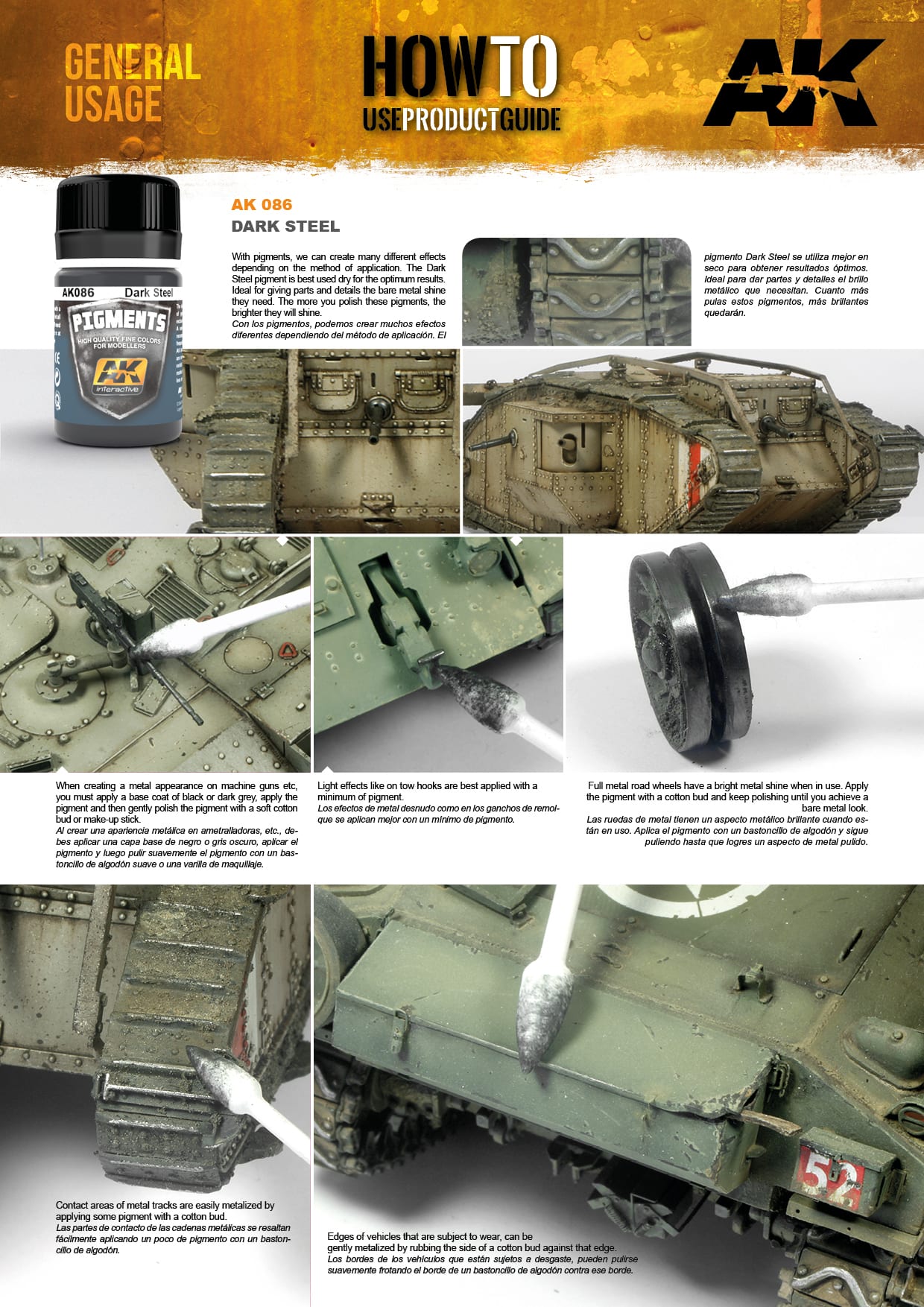 AK Interactive 35ml Dark Steel Pigment # 086