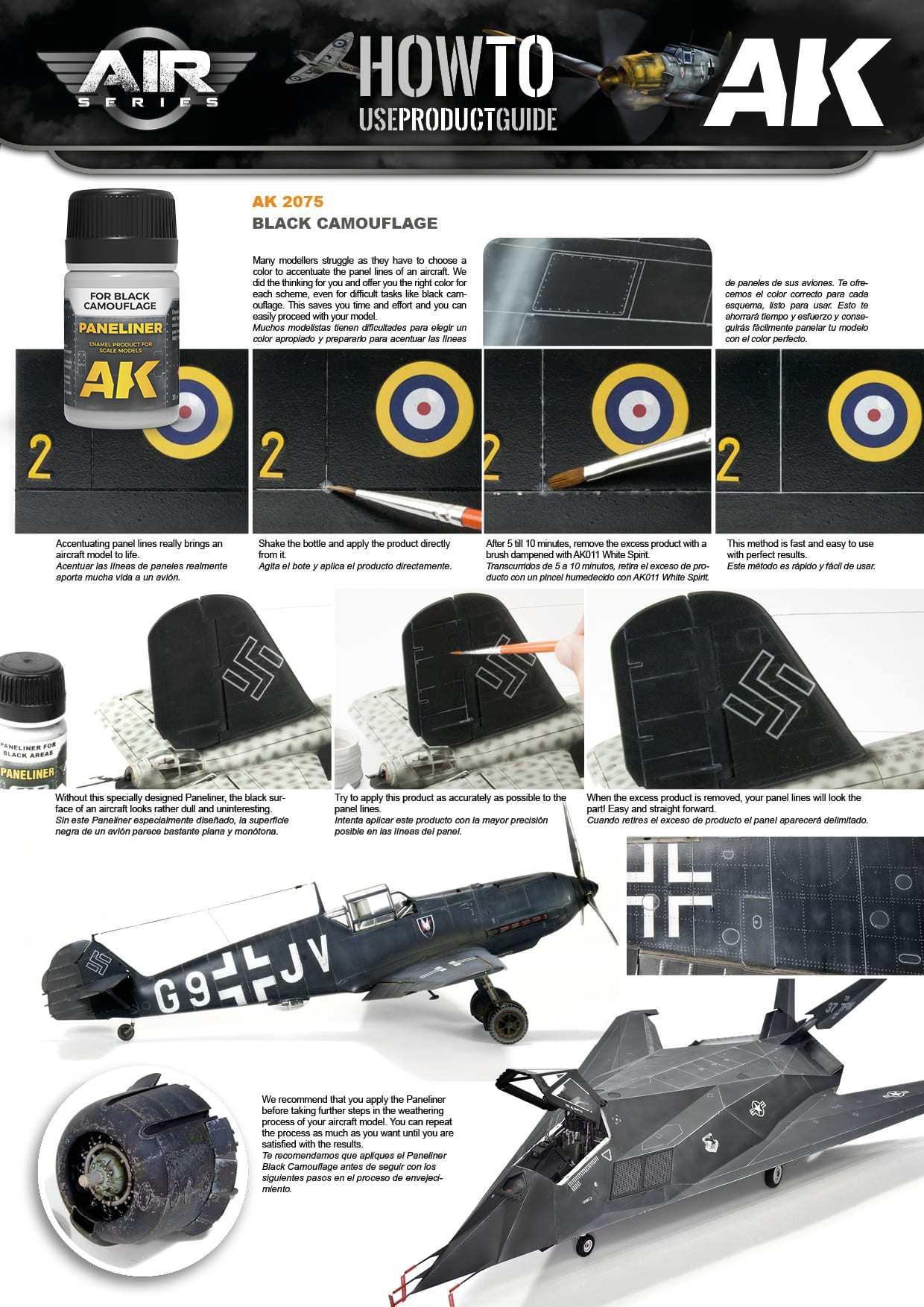 AK Interactive 35ml Paneliner for Black Camouflage # 2075