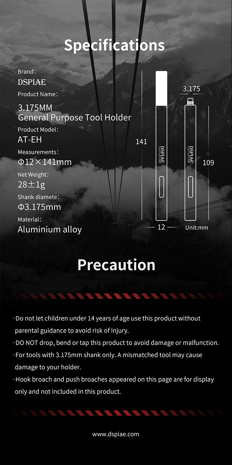 Dspiae 3.175mm Compatible Shank Tool Holder # AT-EH