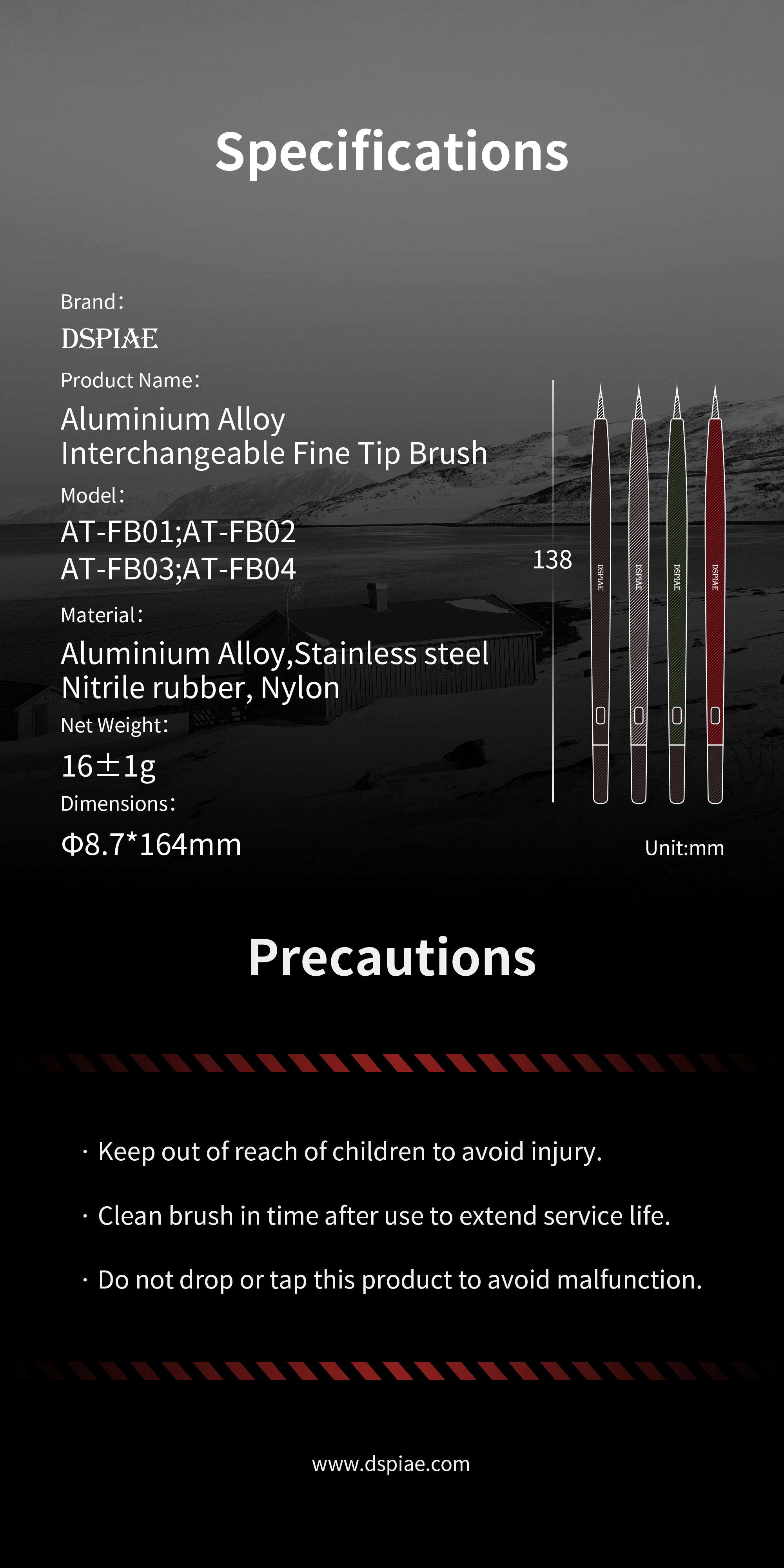 Dspiae Fine Brush With Replacable Point Tip - Green # AT-FB02