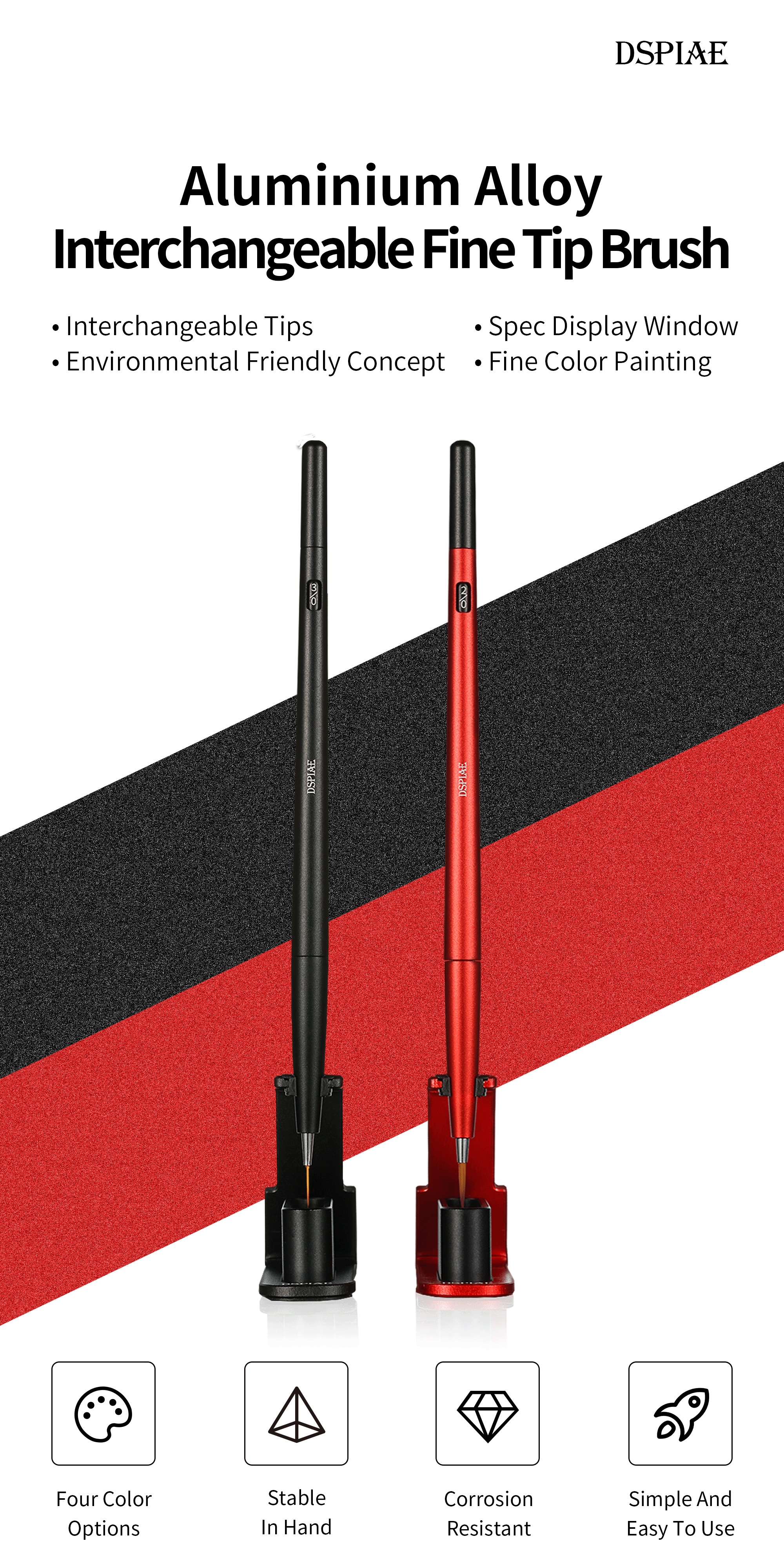 Dspiae Fine Brush Stand - Black # AT-FBBK