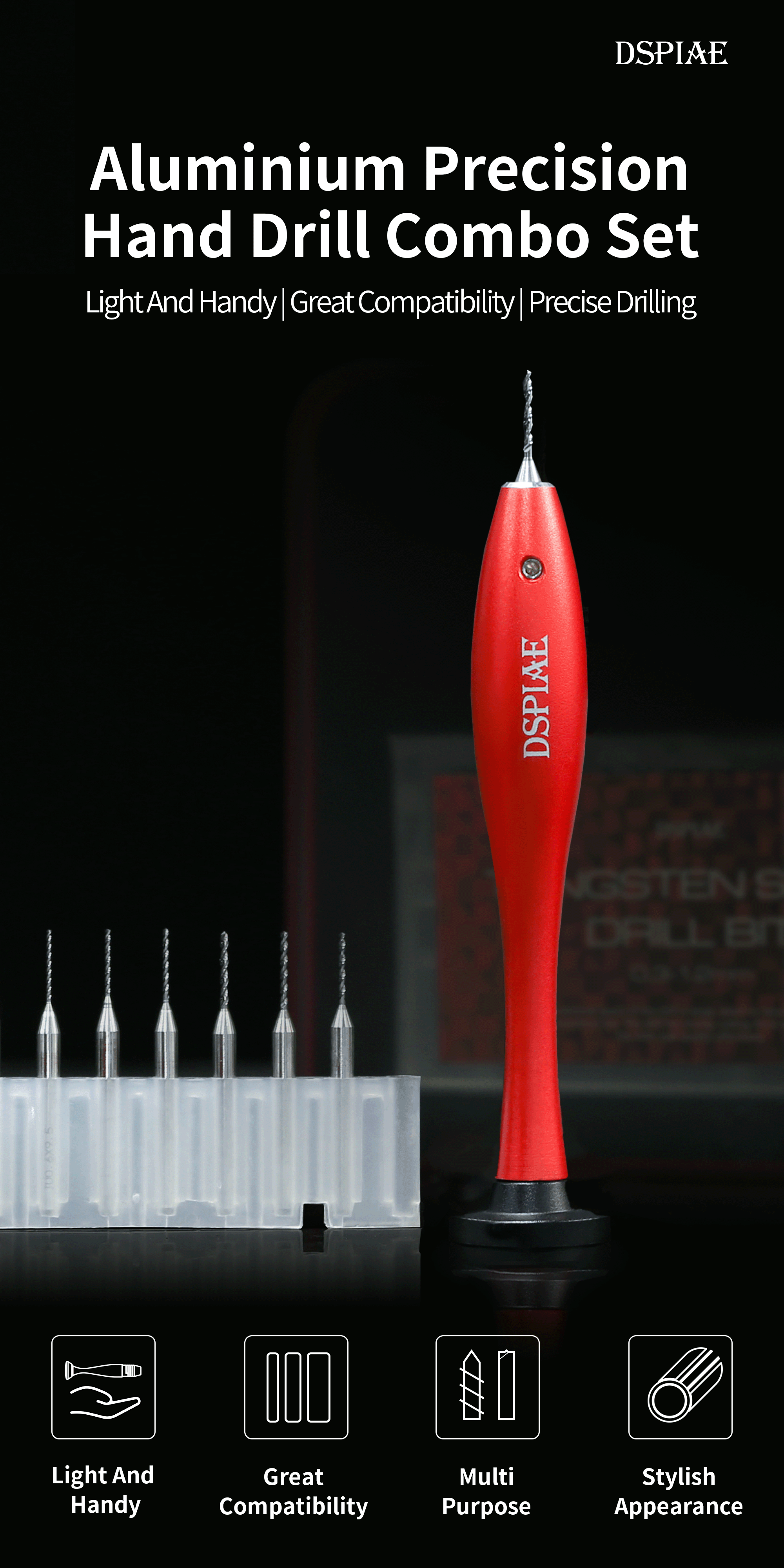 Dspiae Aluminum Alloy Hand Drill # AT-HD