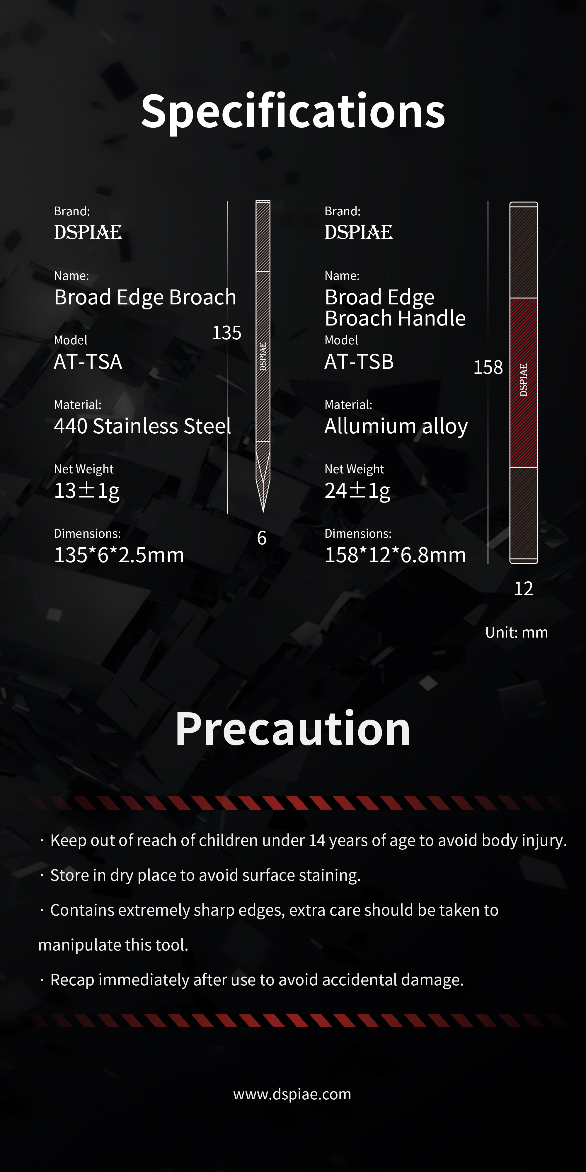Dspiae Broad Edge Broach # AT-TSA