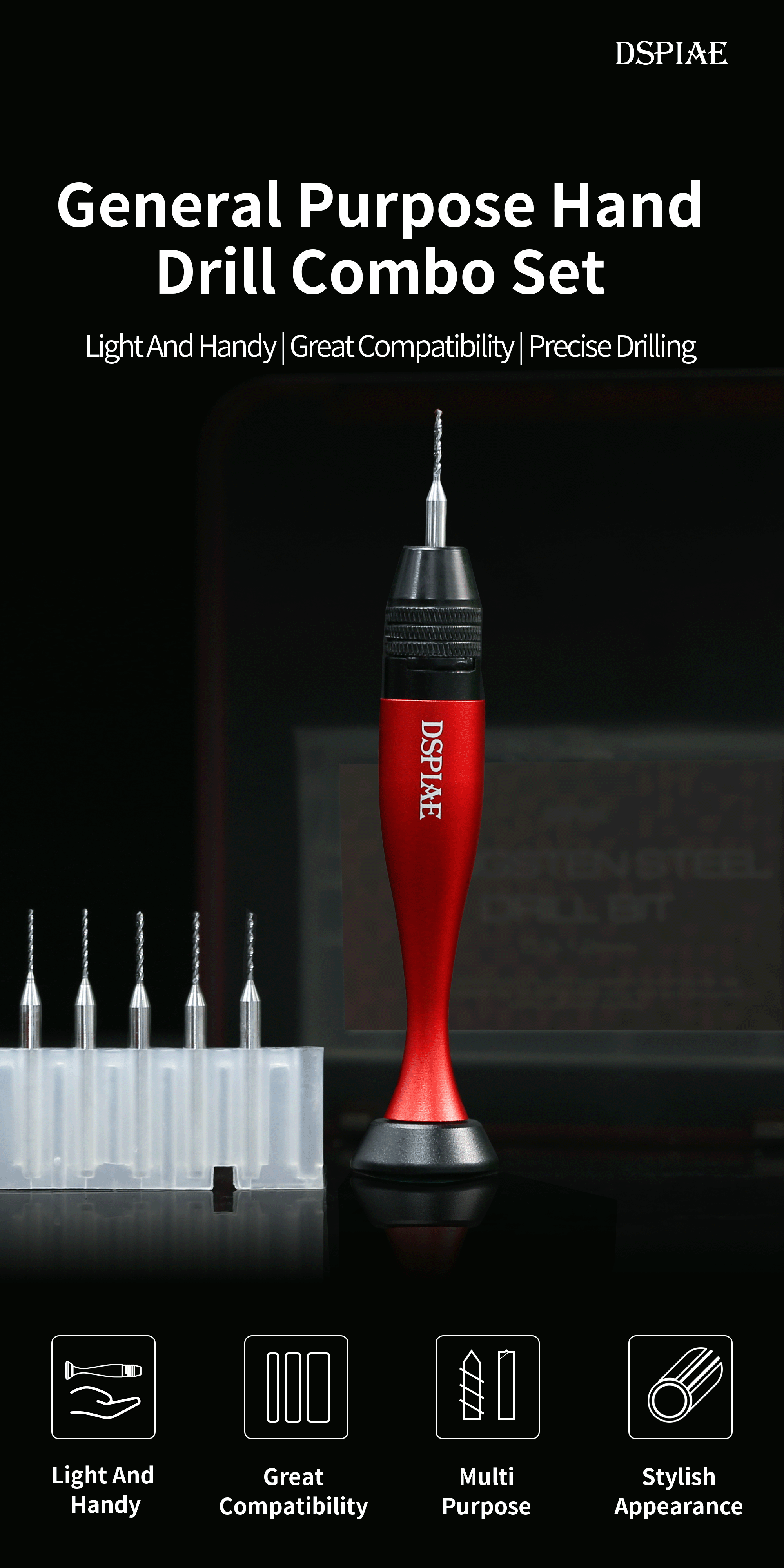 Dspiae Aluminum Alloy Hand Drill # AT-VHDS