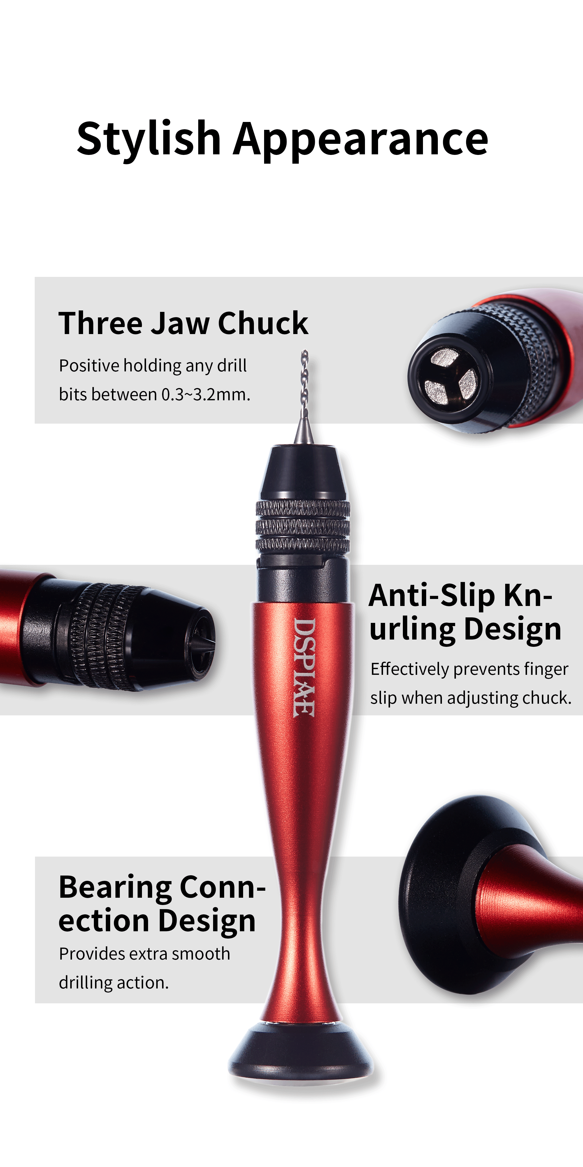 Dspiae Aluminum Alloy Hand Drill # AT-VHDS