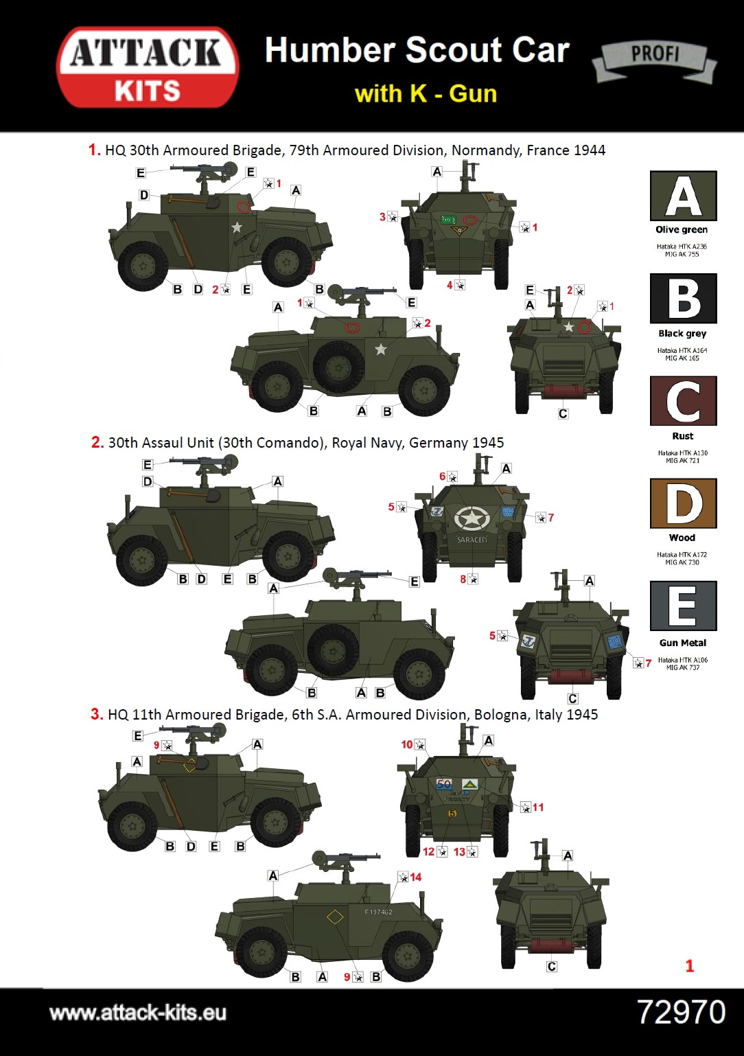Attack Kits 1/72 Humber Scout Car w. Vickers K Machine Gun Profi Line # 72970
