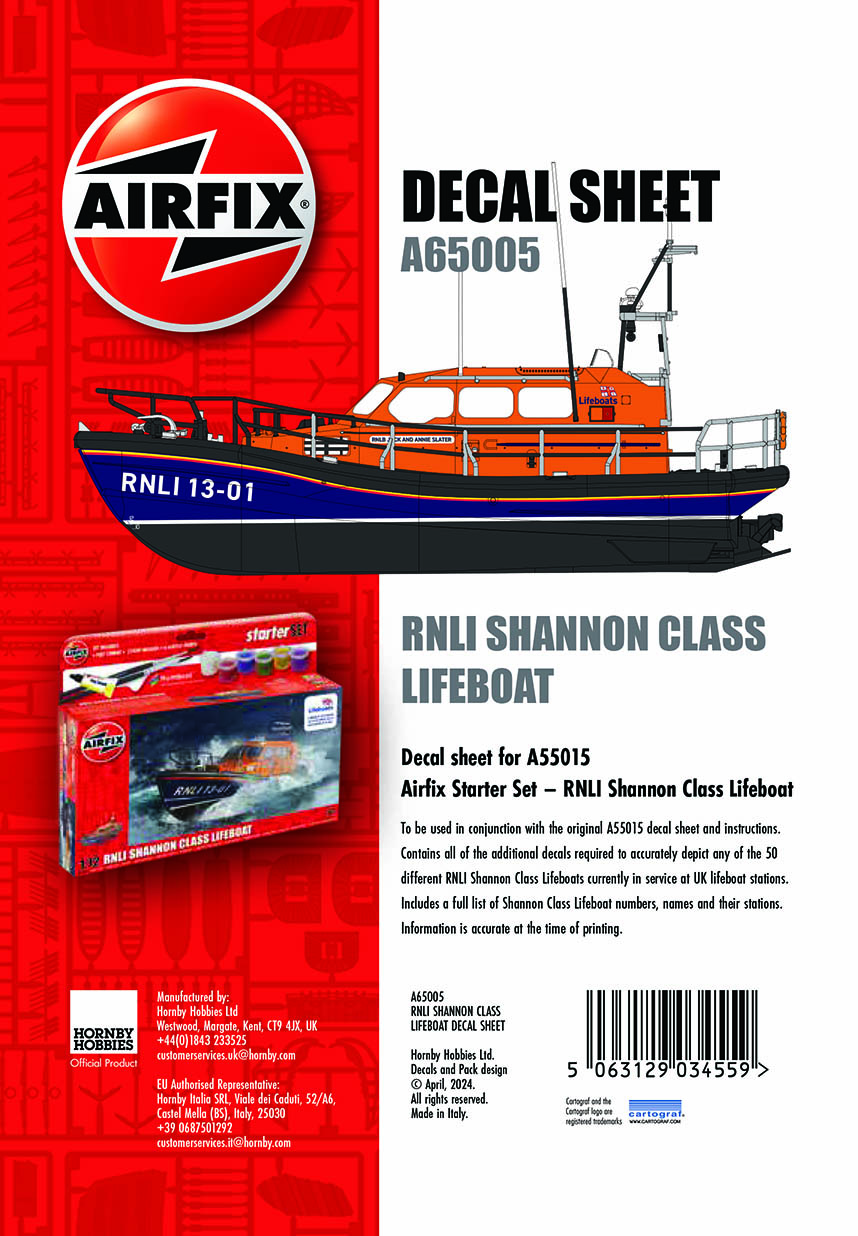 Airfix 1/72 RNLI Shannon Class Lifeboat - Decal Sheet # 65005